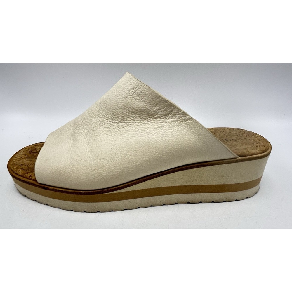 Vince Sandals Womens 7.5 8 Sarria Leather Cork Slide Wedge Cream Leather Read